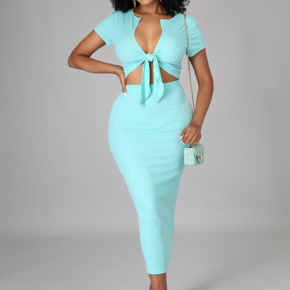 Mint Green 2pc Maxi Skirt Set